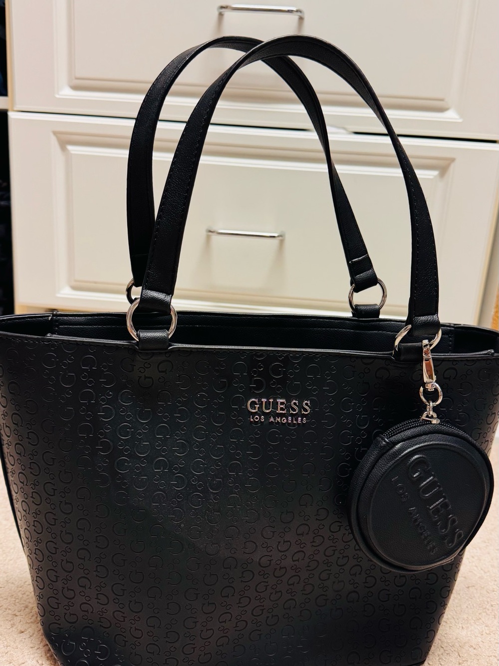 GUESS Black Logo Tote Bag